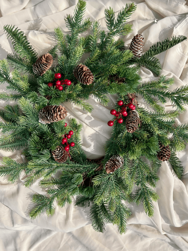 Artificial Wreath With Pine Cones and Berries
