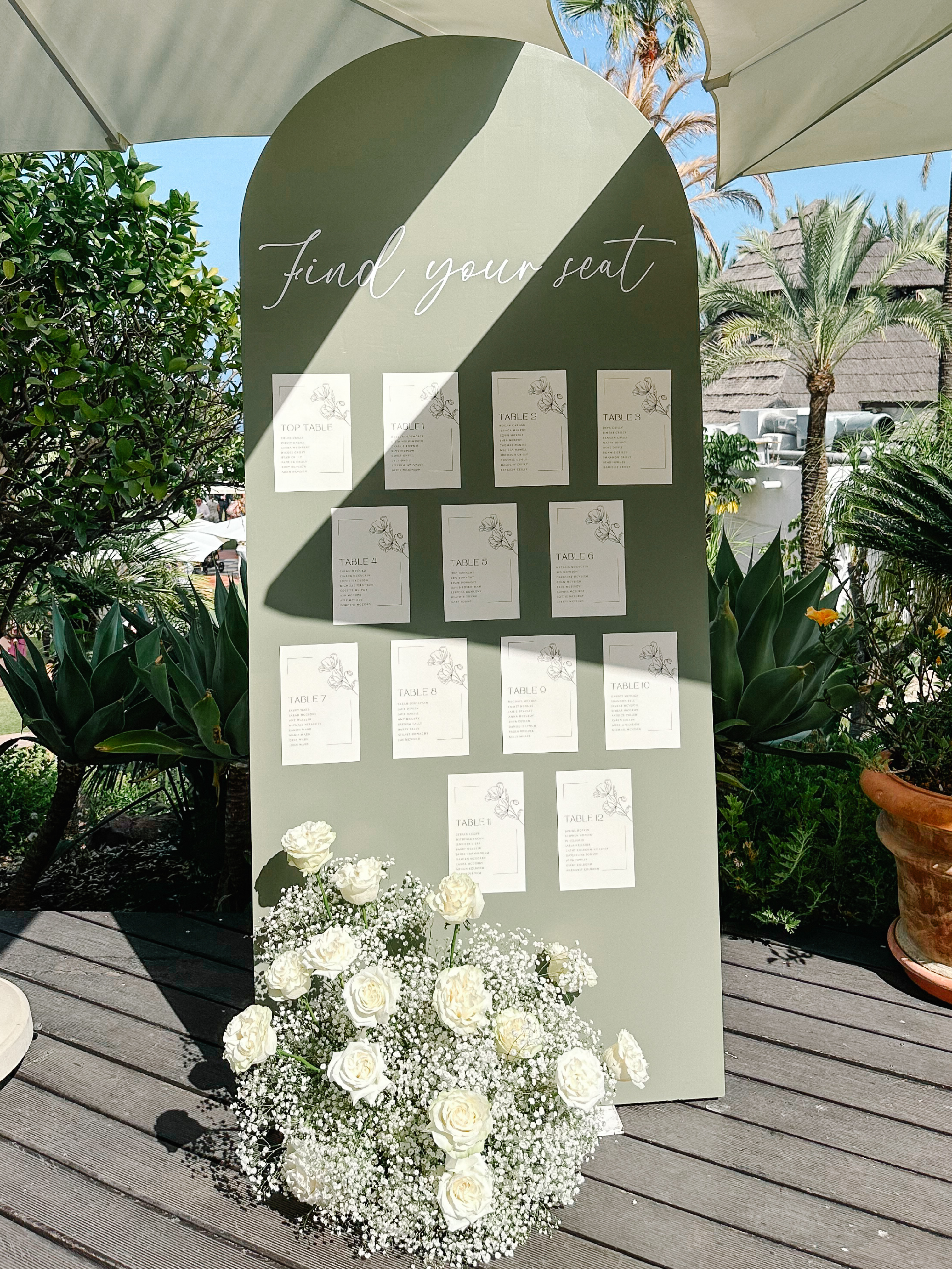 Seating Plan Cards Large Without Stick