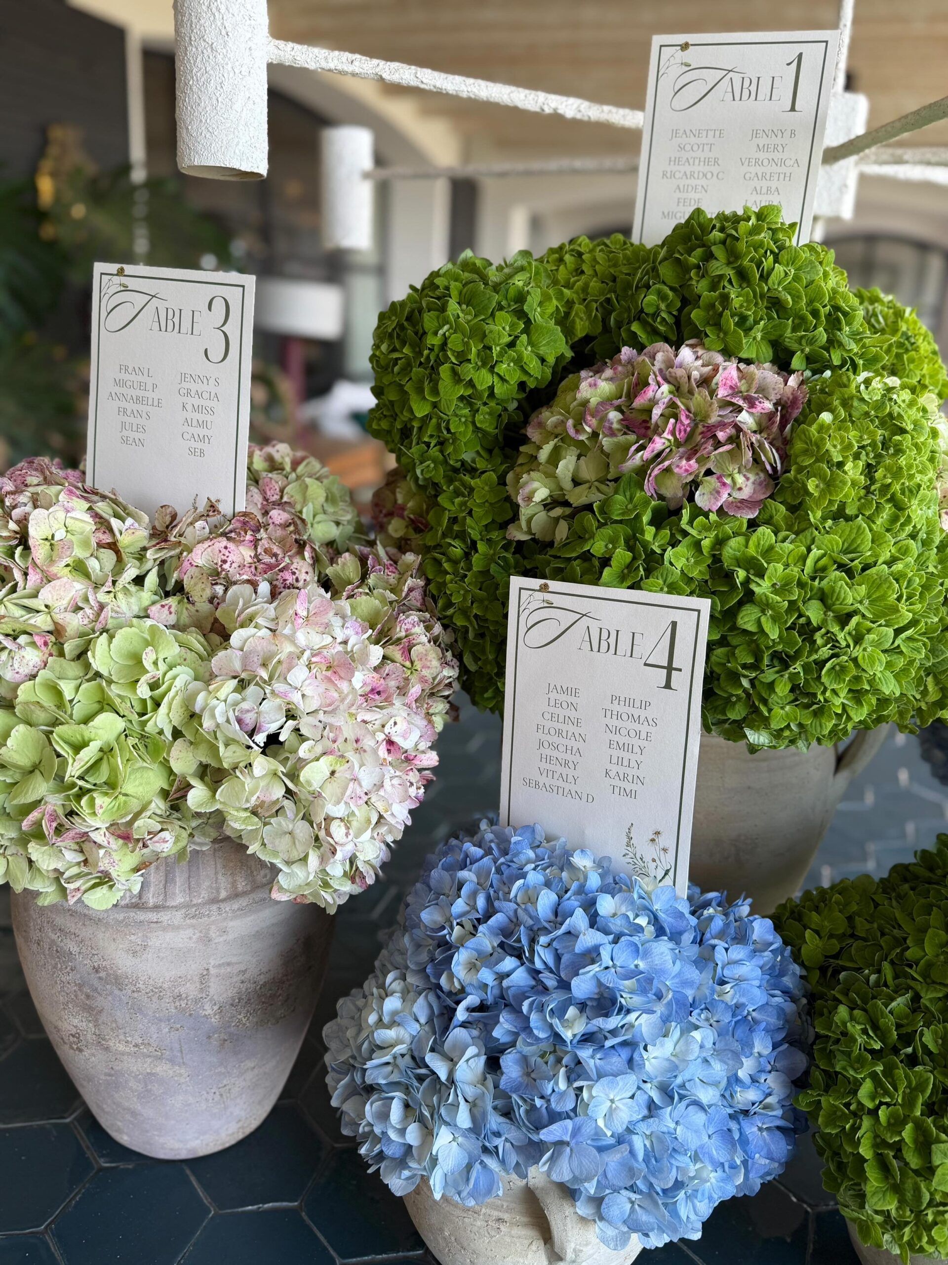 Watercolor flower seating plan large : wittout stick